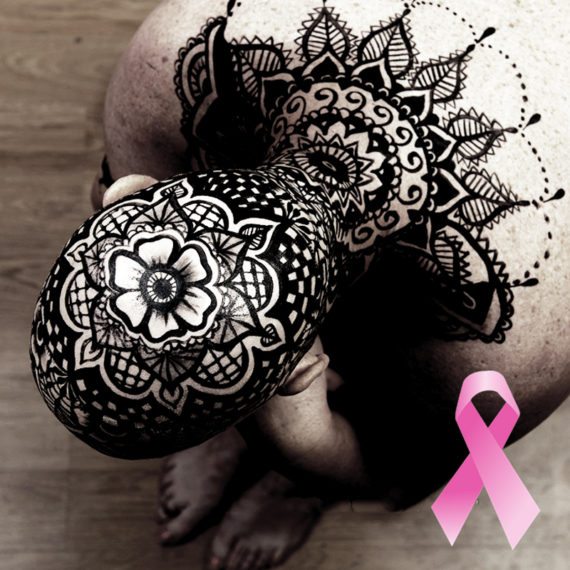 Scalp painting charity painting breast cancer patient
