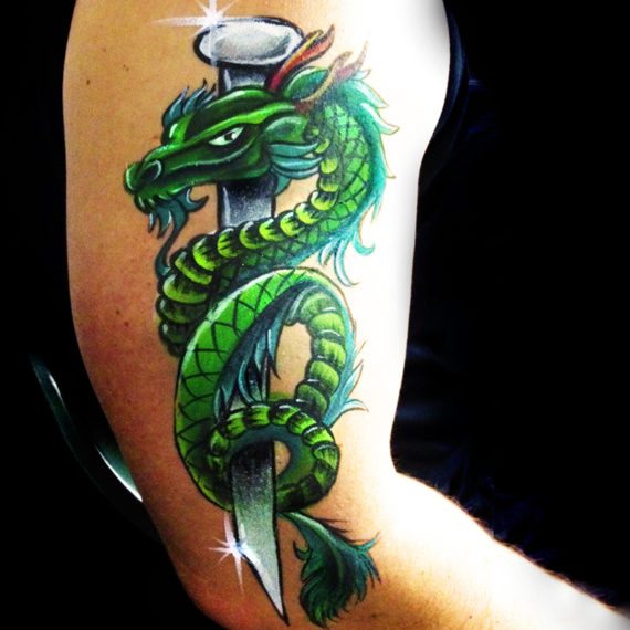 Body painting dragon arm